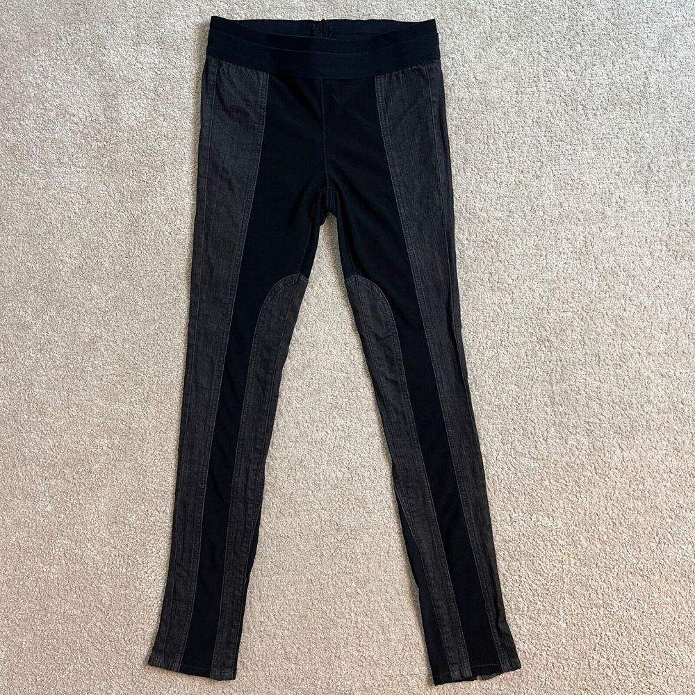 BCBG Maxazria Small Pull On Pants Moto Skinny Ankle Zip black b1